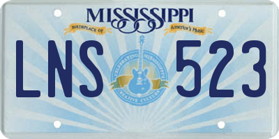 MS license plate LNS523