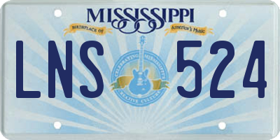 MS license plate LNS524