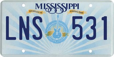MS license plate LNS531