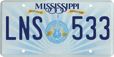 MS license plate LNS533