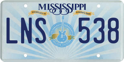 MS license plate LNS538