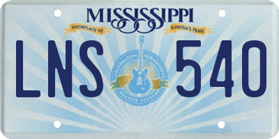MS license plate LNS540