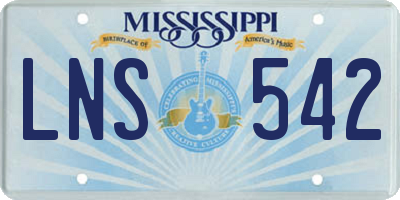 MS license plate LNS542