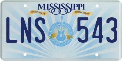 MS license plate LNS543