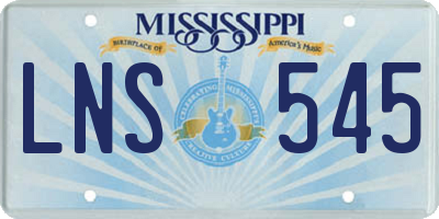 MS license plate LNS545
