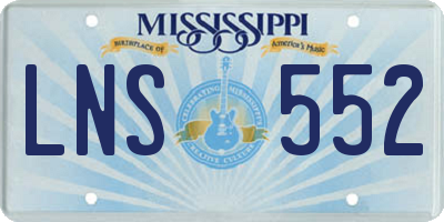 MS license plate LNS552