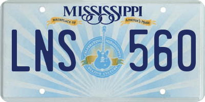MS license plate LNS560