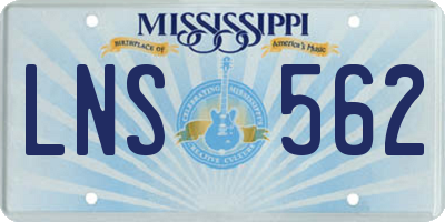 MS license plate LNS562