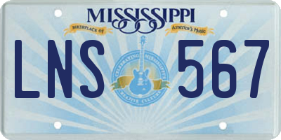 MS license plate LNS567