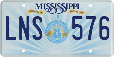 MS license plate LNS576