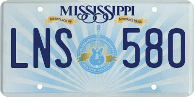 MS license plate LNS580