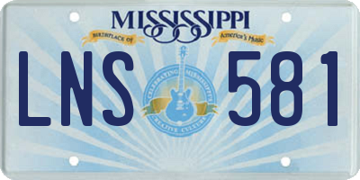 MS license plate LNS581