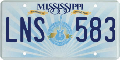 MS license plate LNS583
