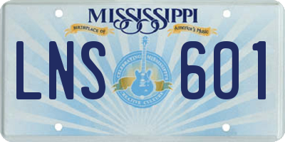 MS license plate LNS601