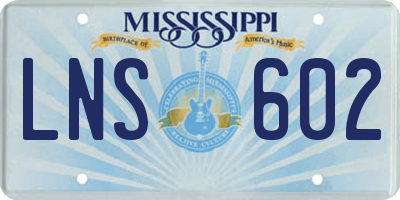 MS license plate LNS602
