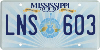 MS license plate LNS603