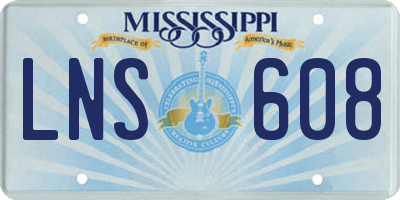 MS license plate LNS608