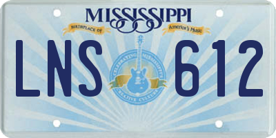 MS license plate LNS612