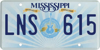 MS license plate LNS615