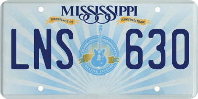 MS license plate LNS630