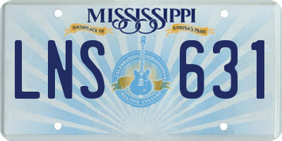 MS license plate LNS631