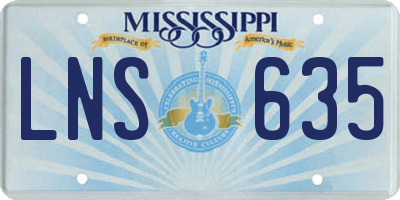 MS license plate LNS635