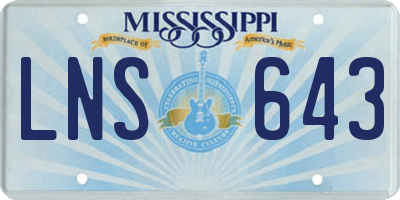 MS license plate LNS643