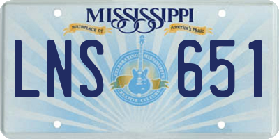 MS license plate LNS651