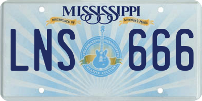 MS license plate LNS666