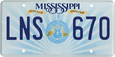 MS license plate LNS670