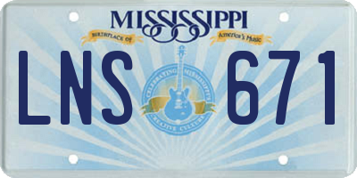 MS license plate LNS671