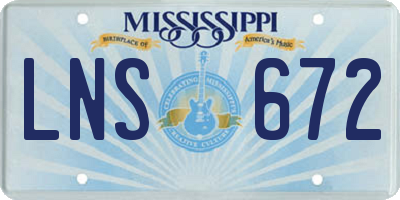 MS license plate LNS672