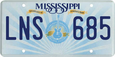 MS license plate LNS685