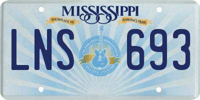 MS license plate LNS693