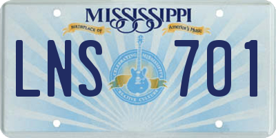 MS license plate LNS701