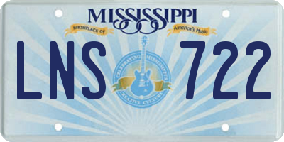 MS license plate LNS722