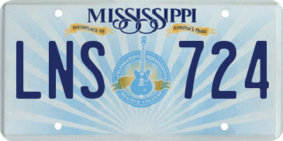MS license plate LNS724