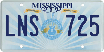 MS license plate LNS725