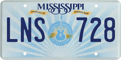MS license plate LNS728