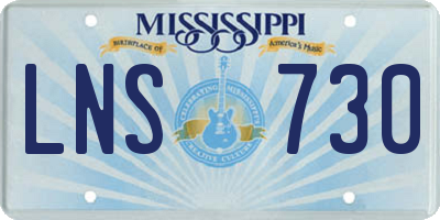 MS license plate LNS730