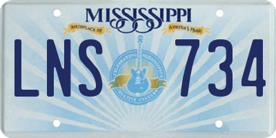 MS license plate LNS734