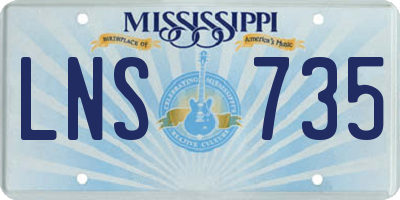MS license plate LNS735