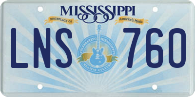 MS license plate LNS760