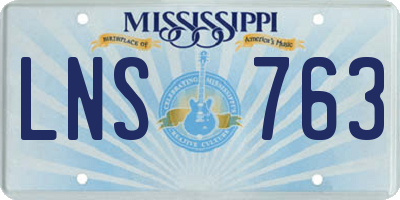 MS license plate LNS763