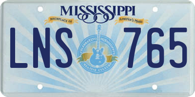 MS license plate LNS765