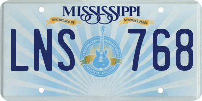 MS license plate LNS768