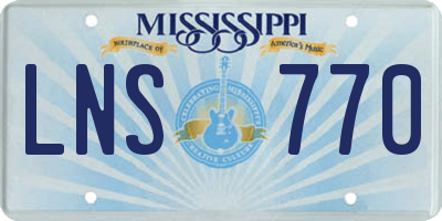 MS license plate LNS770