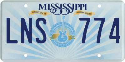 MS license plate LNS774