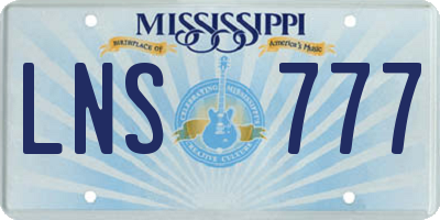 MS license plate LNS777
