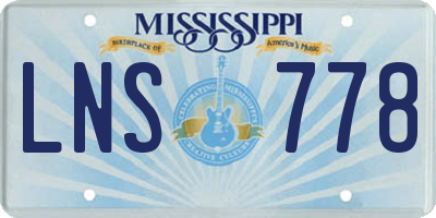 MS license plate LNS778